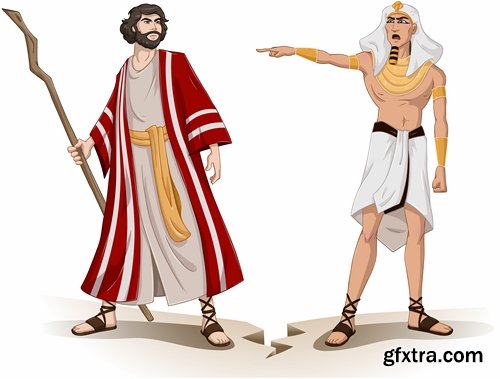 Collection of cartoon Jew Judaism Hebrew Moses 25 EPS