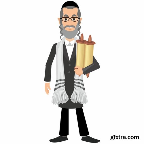 Collection of cartoon Jew Judaism Hebrew Moses 25 EPS