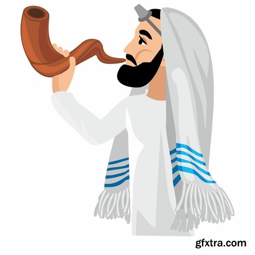 Collection of cartoon Jew Judaism Hebrew Moses 25 EPS