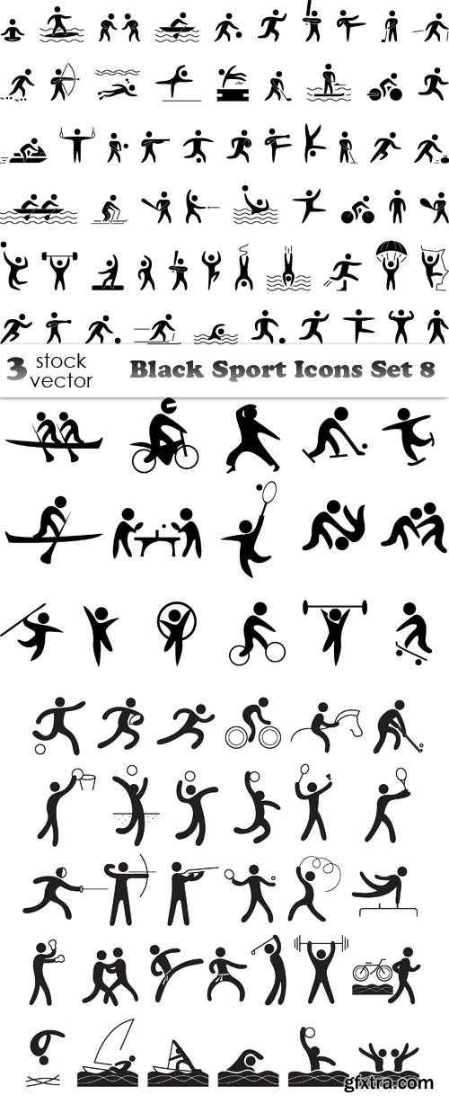 Vectors - Black Sport Icons Set 8