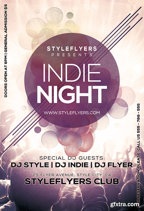 Indie Night PSD Flyer Template + Facebook Cover