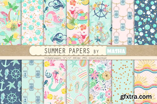 CreativeMarket - SUMMER digital papers 730366