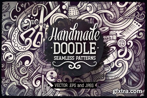 CreativeMarket - 5 Handmade Doodles Patterns 729301