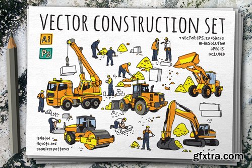 CreativeMarket - Vector building doodles set 729884