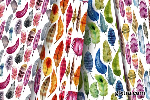 CreativeMarket - 70 watercolor feather PNG Files 728540