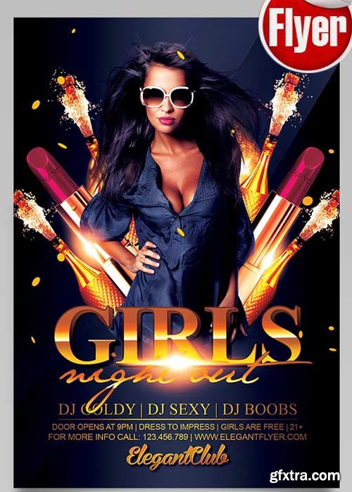 Girls Night Out V2 Flyer PSD Template + Facebook Cover