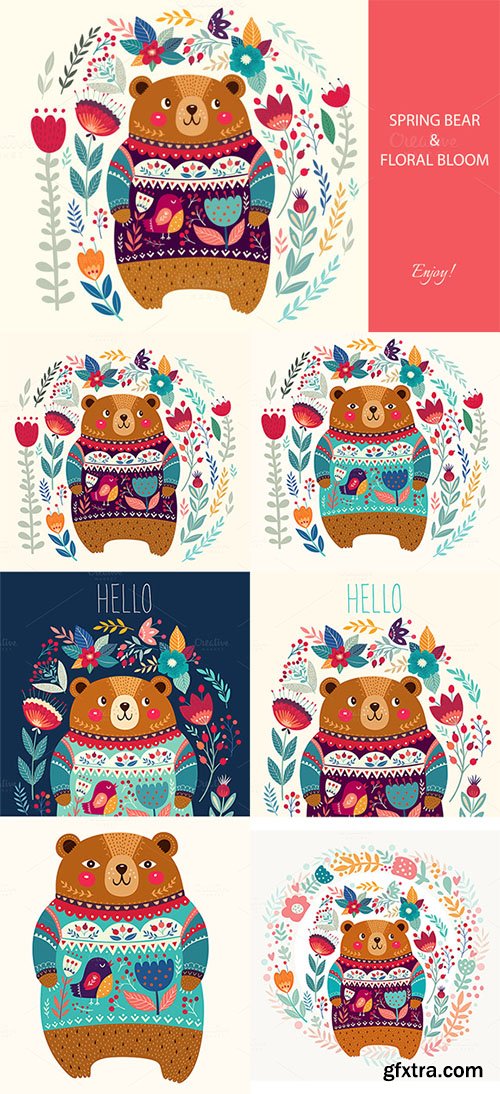 Spring bear and floral bloom - CM 613738