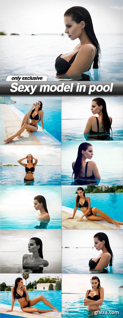 Sexy model in pool - 10 UHQ JPEG