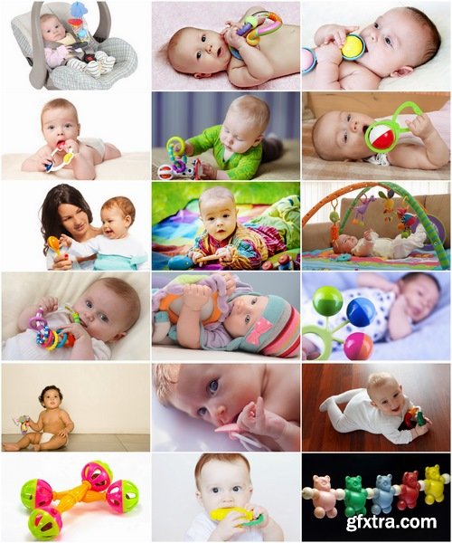 Collection children baby rattle with a children's toy 25 HQ Jpeg