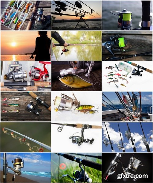 Collection and a spinning reel fishing rod fishing line 25 HQ Jpeg