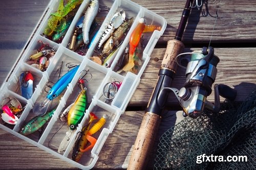 Collection and a spinning reel fishing rod fishing line 25 HQ Jpeg