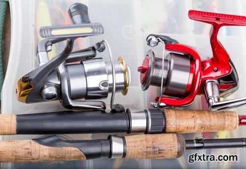 Collection and a spinning reel fishing rod fishing line 25 HQ Jpeg