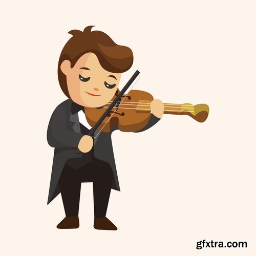 Collection violinist musician violin vector image 25 EPS