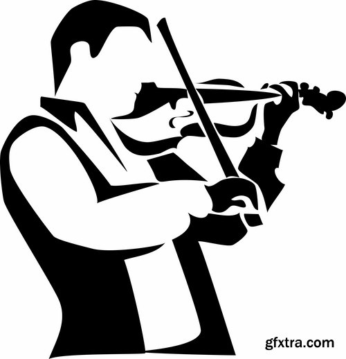 Collection violinist musician violin vector image 25 EPS