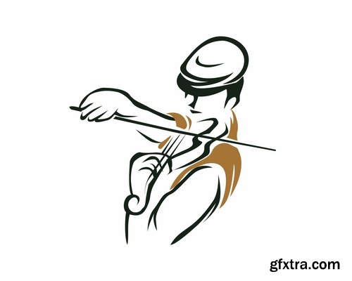 Collection violinist musician violin vector image 25 EPS