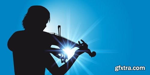 Collection violinist musician violin vector image 25 EPS