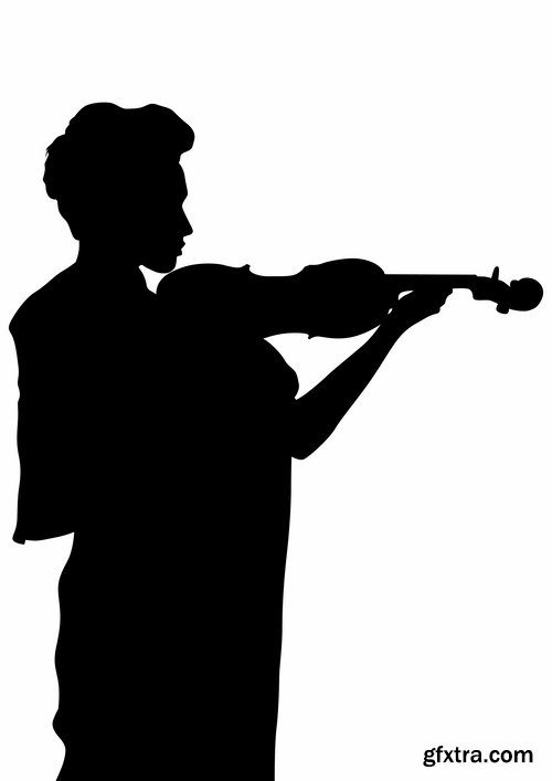 Collection violinist musician violin vector image 25 EPS