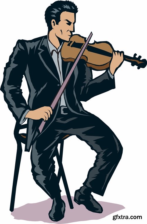 Collection violinist musician violin vector image 25 EPS