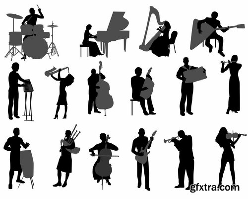 Collection violinist musician violin vector image 25 EPS