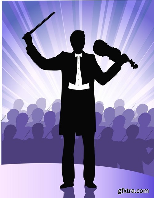 Collection violinist musician violin vector image 25 EPS