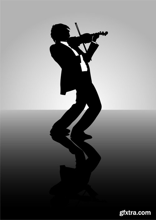 Collection violinist musician violin vector image 25 EPS