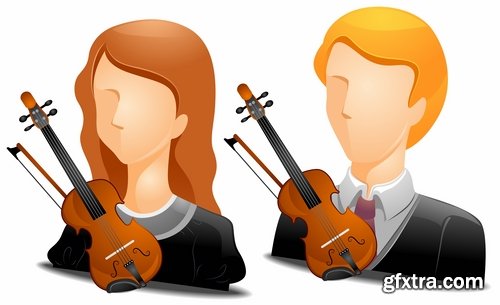 Collection violinist musician violin vector image 25 EPS