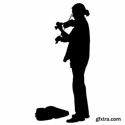 Collection violinist musician violin vector image 25 EPS