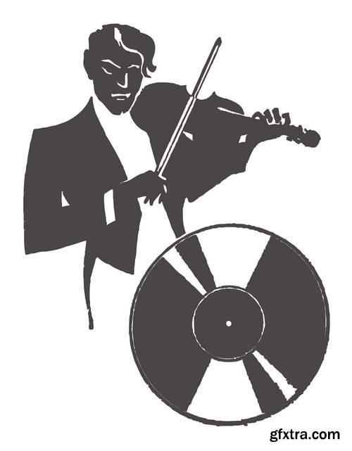 Collection violinist musician violin vector image 25 EPS