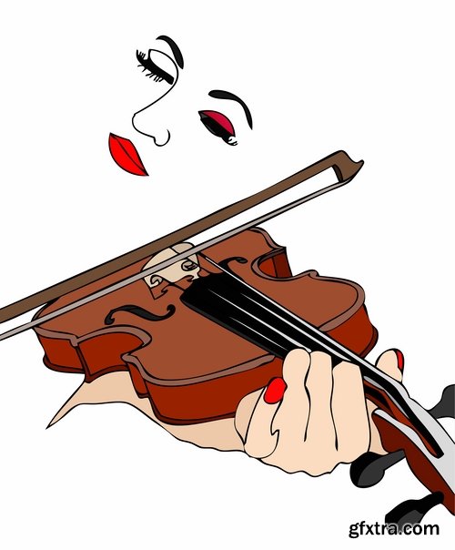 Collection violinist musician violin vector image 25 EPS