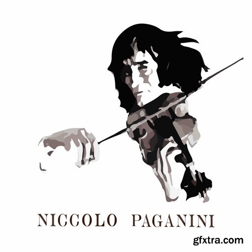 Collection violinist musician violin vector image 25 EPS