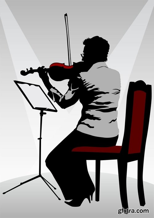 Collection violinist musician violin vector image 25 EPS