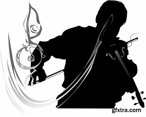 Collection violinist musician violin vector image 25 EPS