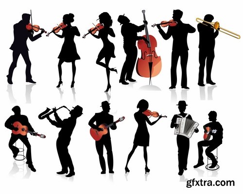 Collection violinist musician violin vector image 25 EPS