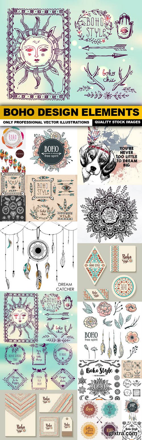 Boho Design Elements - 20 Vector