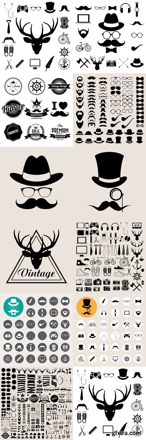 Hipster style infographics elements and icons set