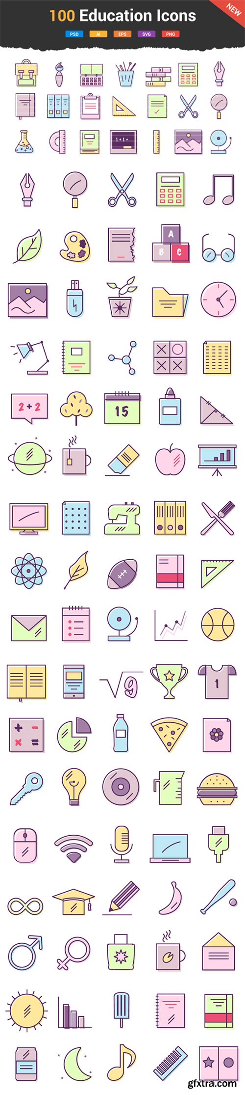 100 Education & School Icons - CM 604126