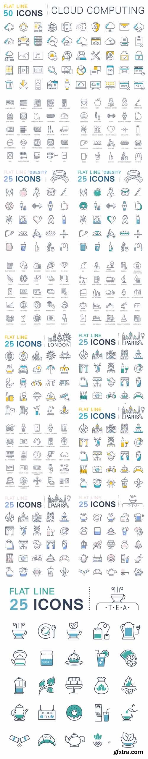 Vector Set - Different Flat Line Icons