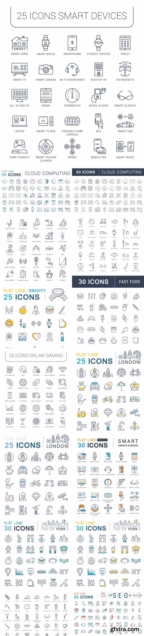 Vector Set - Different Flat Line Icons Vol 2