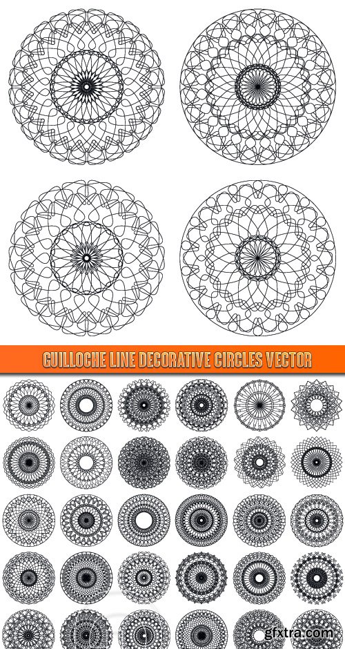 Guilloche line decorative circles vector