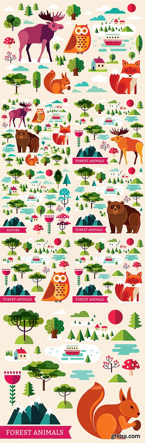 Set with forest animals and nature - CM 535873