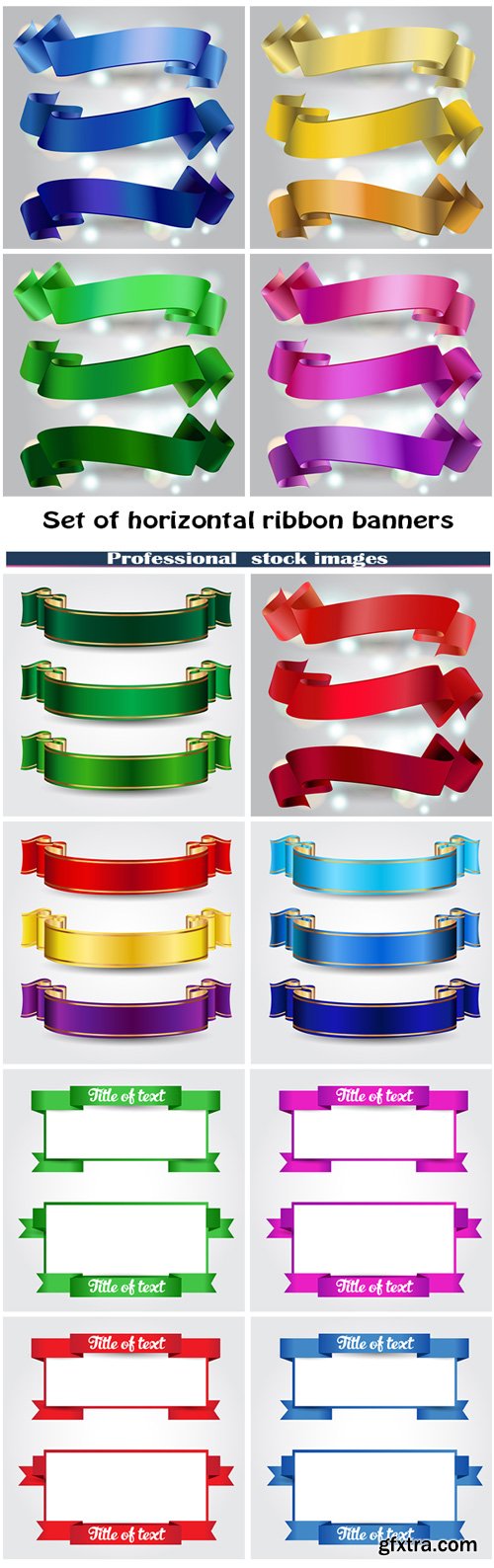 Set of horizontal ribbon banners