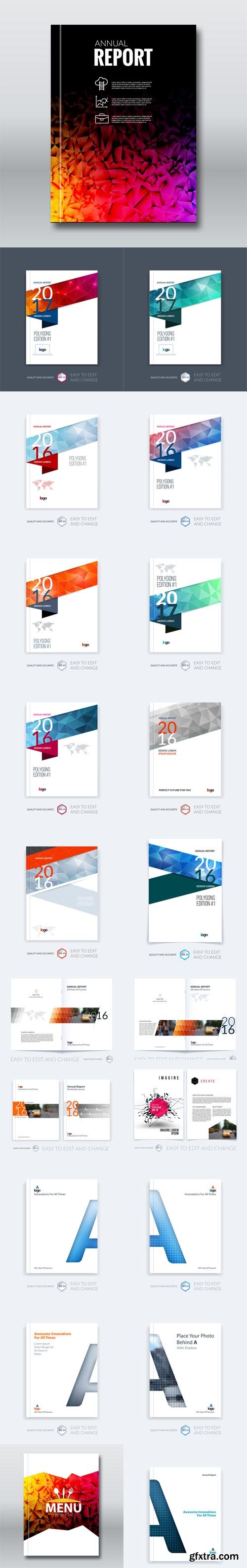 Vector Set - Brochure Template Layout Cover Design Annual Report Magazine