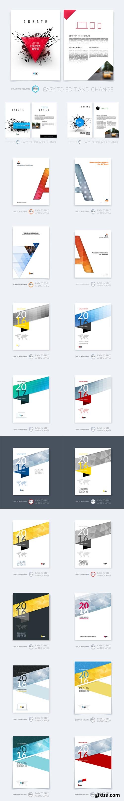 Vector Set - Brochure Template Layout Cover Design Annual Report Magazine 2