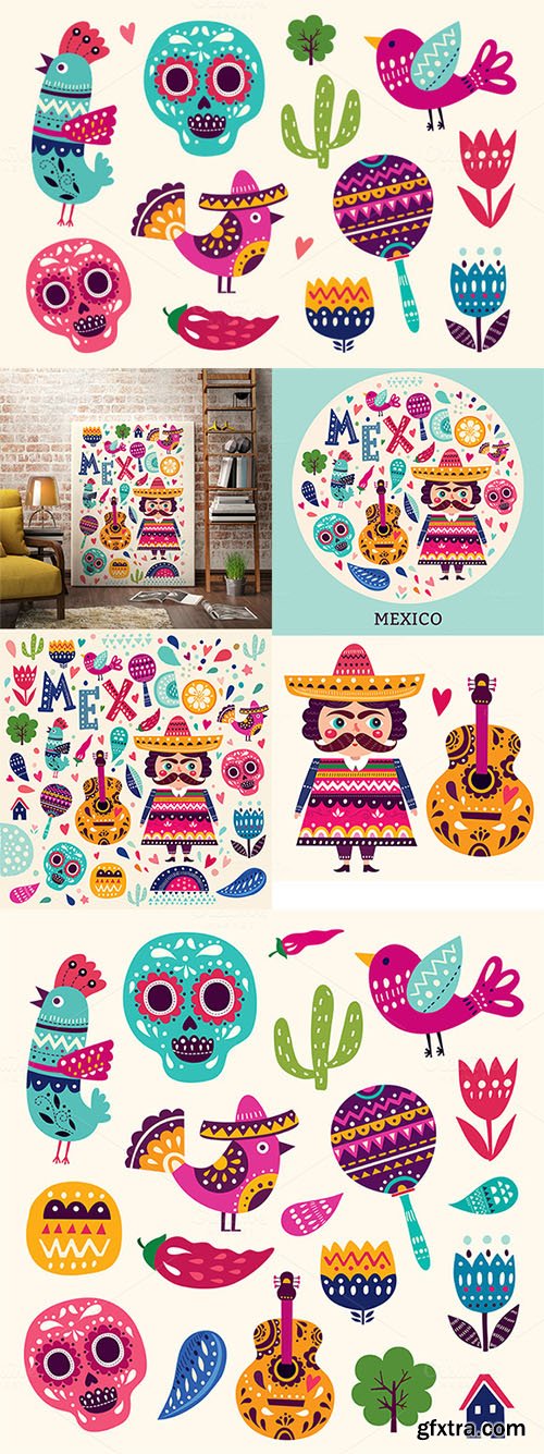 Vector set of Mexican illustrations - CM 552706