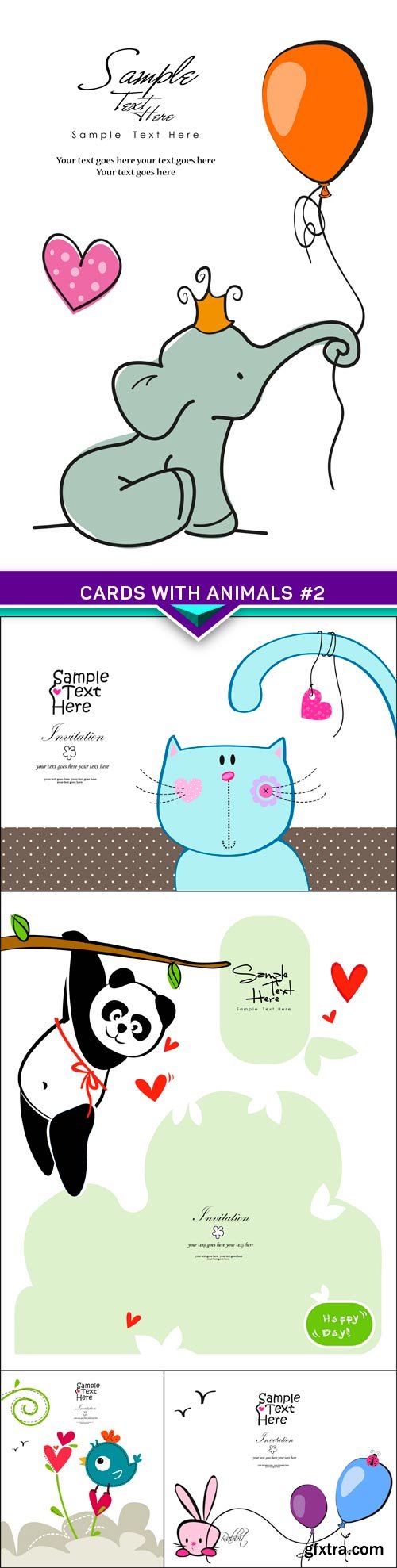 Cards with animals #2 5x EPS