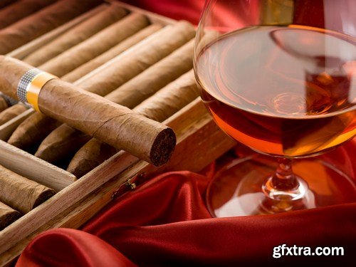 cuban cigar and cognac on wood background 10X JPEG