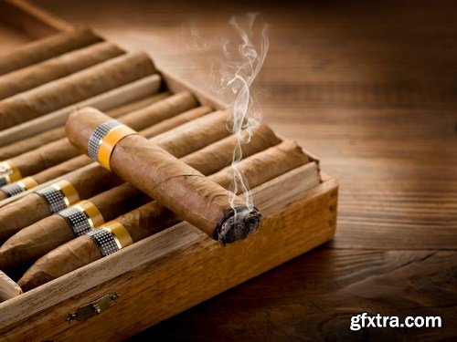 cuban cigar and cognac on wood background 10X JPEG