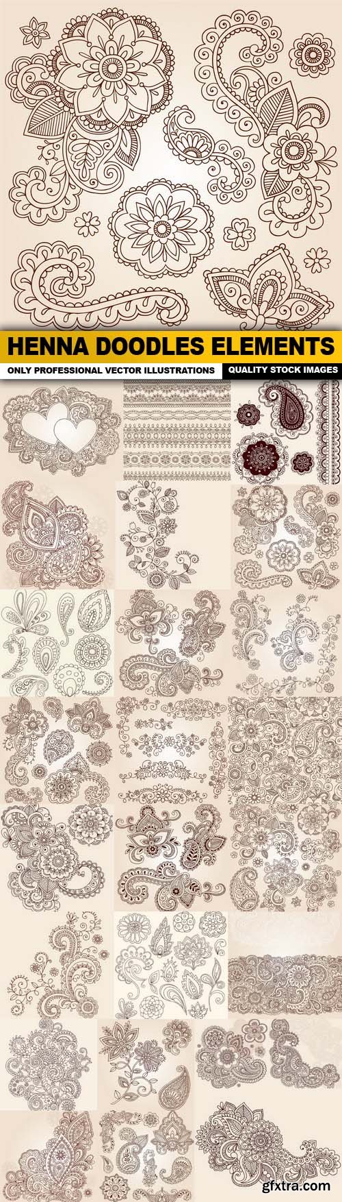 Henna Doodles Elements - 25 Vector