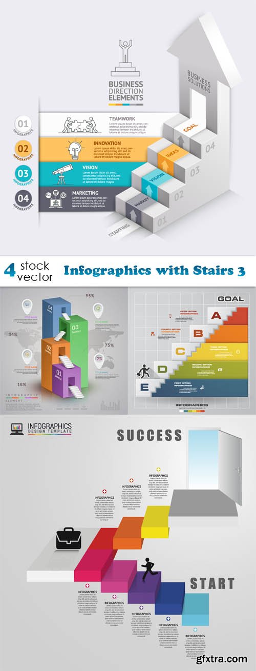 Vectors - Infographics with Stairs 3