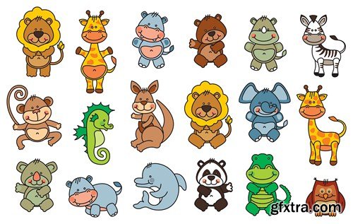 cartoon animals 11X EPS